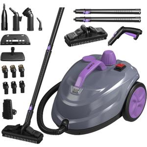 Steam Cleaner, Powerful Heavy Duty Canister Steamer with 34 Accessories, Steam Mop with 16.4 Ft Extra-Long Power Cord for Home Floor Cleaning, Grout, Upholstery, Car Detailing, Purple