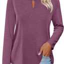 ORANDESIGNE Women's Long Sleeve Shirts Casual Fall Ladies Tunics Tops (Medium, Wine Red)