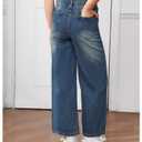 Milumia Girl's Y2k Wide Leg Baggy Denim Pants Elastic Waist Straight Jeans (Blue)