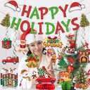 2 x Happy Holidays Decorations - Christmas Party Decorations with Banner for Friendsmas Party