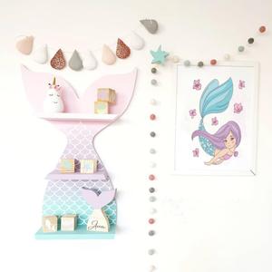 Pink Floating Shelves Wall Shelf Wood Shelves for Ocean Decor Nautical Beach Room Decor Kids Bedroom Bathroom Wall Decor Mermaid Gifts for Tween Girls Gifts Mermaid Party Decorations