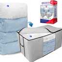 Cube Vacuum Storage Bags, Space Saver Bags, Premium Totes with Cubic Vacuum Compression Seal Bags for Clothing & Bedding. Space Saving Jumbo Organizer for Storing Clothes, Comforters,Blankets,Pillows+ (Gray - Set of 5)