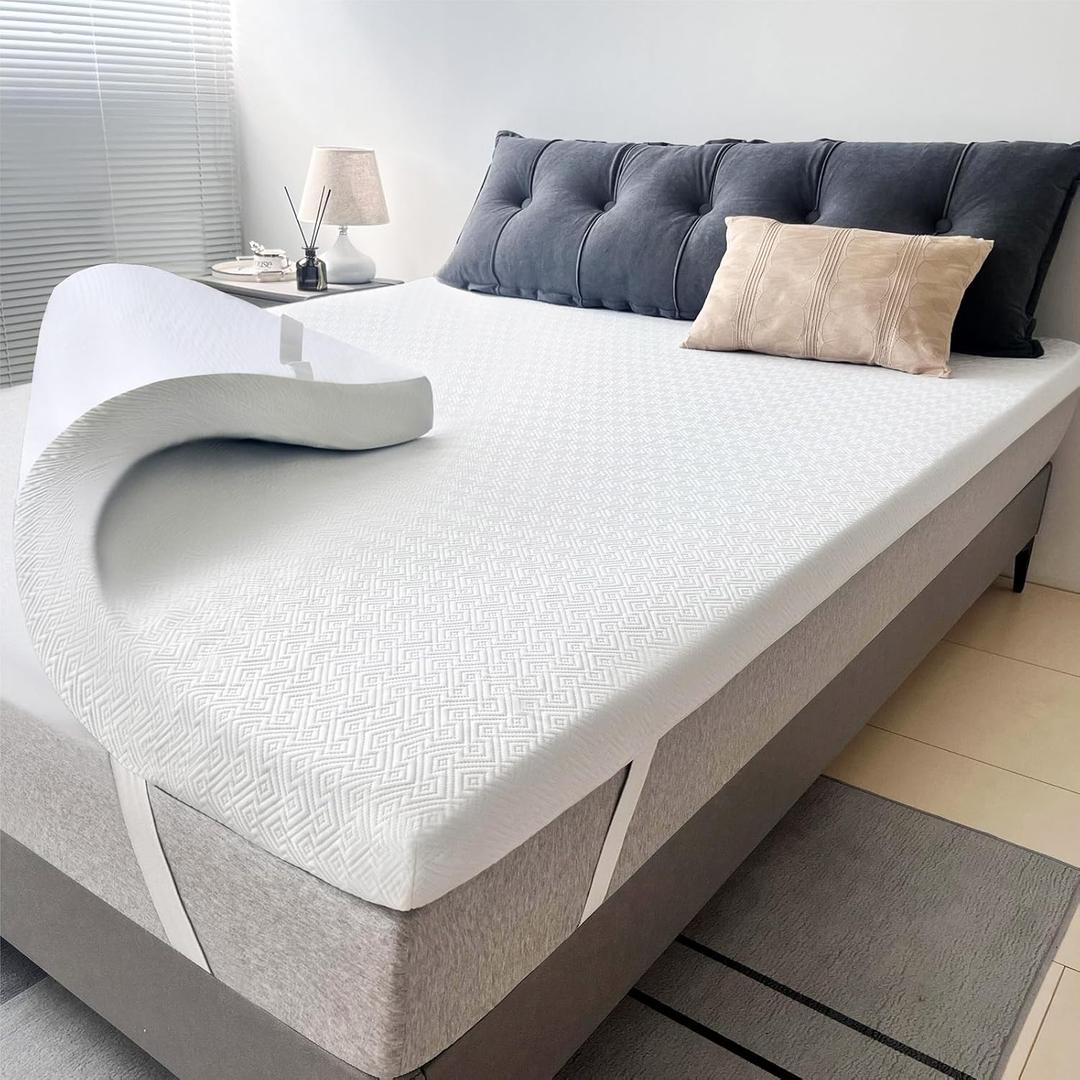 Airensky Full Size Memory Foam Mattress Topper, Cooling Gel Infused High Density Topper with Skin-Friendly Removable Cover, Pressure Relief Back Pain, CertiPUR-US Certified, (3 Inch, Full 54"x75")