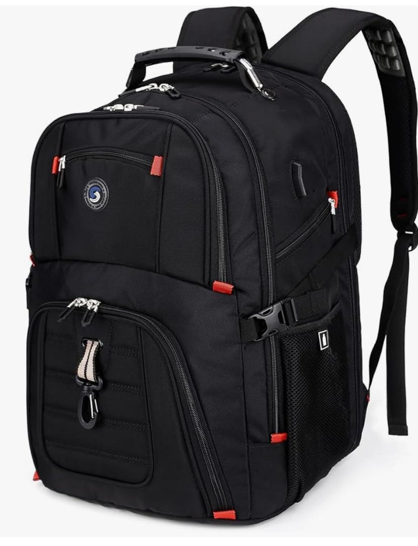 SHRRADOO Extra Large 50L Travel Laptop Backpack with USB Charging Port, College High School Backpack Airline Approved Business Work Bag Fits 17 Inch