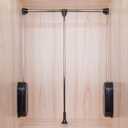 Pull Down Closet Rod 60 lbs Heavy Duty Home Clothes Storage Hanging Adjustable 33-45 inches Stainless Steel Side Mounted Closet Rod Wardrobe Lift Rail Organizer