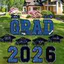 Graduation Decorations 2026, 14PCS Blue Graduation Yard Sign, Congrats Class of 2026 Yard Signs for School or College Grad Party, Outdoor Lawn Decorations, Front Yard Decor Supplies