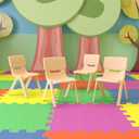 Flash Furniture 4 Pack Natural Plastic Stackable School Chair with 12'' Seat Height, Set of 4