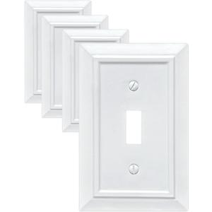 Classic Architecture Wall Plates,Light Switch covers, Electrical Outlet Covers, Duplex receptacle wall plates,Mid Size Bamboo Fiber Material Switch plates Pure White (1 Gang Toggle 4PK)