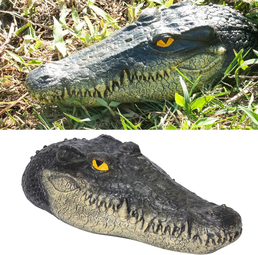 LUEUR Floating Alligator Head Garden Decor for Ponds & Pools – Realistic Crocodile Head Floating Ornament, Decorative Alligator Accent for Outdoor Water Features, Yard & Landscape Decoration