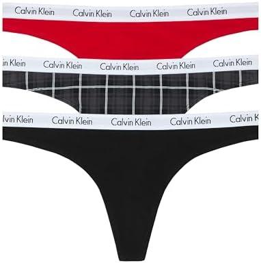 Calvin Klein womens Carousel Logo Cotton Stretch Thong Panties, Multipack, Small