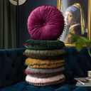vctops Velvet Soft Round Chair Pads Cute Gradient Pom Pom Indoor Dining Chairs Cushion (Pink, Diameter 16")
