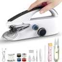 SnowVoice Handheld Sewing Machine,Two dear,Mini sewing machine,Easy to Use and Fast Stitch Suitable for Clothes,Fabrics, DIY Home Travel Electric Handheld Sewing Machine for Beginners(Milk White)