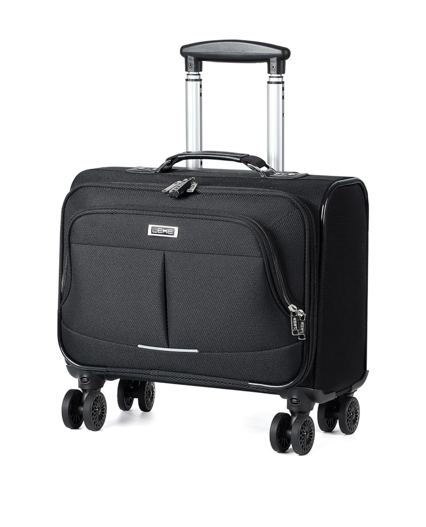 Lekebobor Rolling Laptop Bag With a Compact Combination Lock，Rolling Laptop Briefcase on Wheels for Women/Men Fits Up to 15.6Inch computer Bags Water Resistant for Work Travel and Business, Black