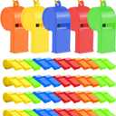 WSYUB 48Pcs Plastic Whistles, Sports Whistle Bulk with Lanyard, Super Loud Training Sports Whistle for Coaches Referees, Colorful Whistles for Toy Soccer Giveaways Party