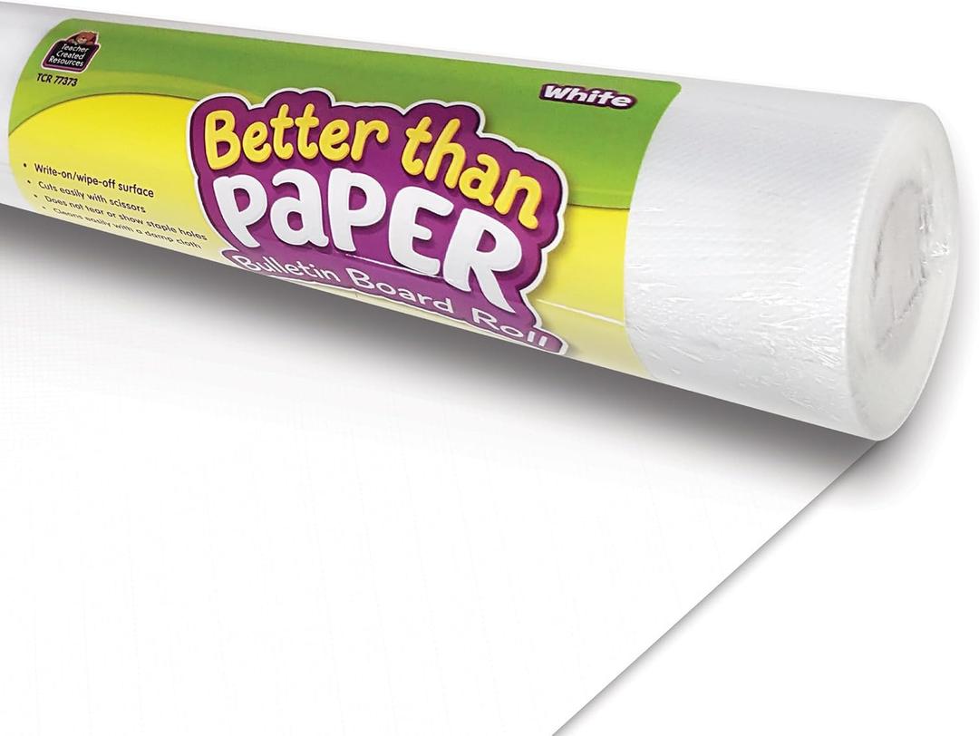 Teacher Created Resources White Better Than Paper Bulletin Board Roll (TCR77373), 48" x 144"