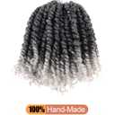 Passion Twist Hair,6 Inch Passion Twist Braiding Hair,Short Pre Looped Crochet Twist Jumbo Pre-twisted Two Strand Braids 8 Packs (TGrey/Ombre Grey)