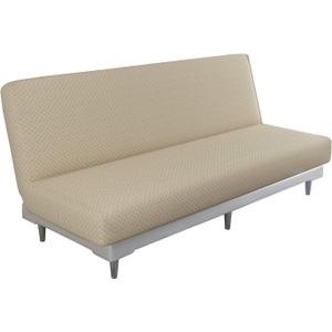 MAXIJIN Jacquard Futon Cover Stretch Armless Futon Sofa Cover Soft Futon Slipcover with Elastic Bottom Thick Sofa Bed Furniture Protector Covers, Machine Washable (Khaki)