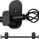 Curtain Rods No Drilling 48 to 84 Inch, 5/8 Inch Diameter No Drill Drapery Rod Set with Adhesive Brackets and Twiested Cage Finals, Bedroom Apartment Renter Friendly, Black