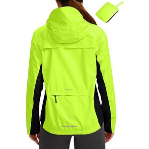 Bikewa Women's Cycling Rain Jackets Waterproof Windbreaker Lightweight Running Windproof Reflective Jacket Packable Hooded, L