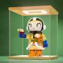 NONEMEY Acrylic Display Case with Led Light for 400% Pop MartAssemble Clear Acrylic Display Case Stand Dustproof Protection Showcase Organizer Box for Action Figures (9.8x9.8x13.8inch,25x25x35cm)