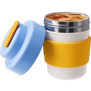 CHAKO LAB Insulated Travel Coffee Mug, Double vacuum wall,Easy to Grip,BPA free,Blue lid,14 OZ