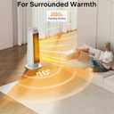 PELONIS 23 Oscillating Ceramic Tower Space Heater with Remote & Thermostat, Electric Energy Efficient Floor Heater for Indoor Use Large Room Safe with Timer, ECO Mode, 1500W, White
