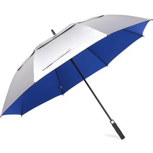 Prospo 68inch Golf Umbrella UV Protection Extra Large Oversized Heavy Duty Auto Open Double Canopy Vented Sun Rain Umbrella Windproof Blue