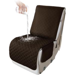 HDCAXKJ 100% Waterproof Reclining Sectional Couch Covers L Shape Recliner Sofa Cover Washable Quilted Soft Pet Dog Corner Recliner Sofa 1 Additional Seat Slipcovers (1 Additional Seat, Dark Brown)