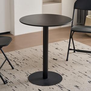 Round Dining Table 24" Circle Tulip Table with Metal Thickened Tabletop & Sturdy Metal Pedestal Mid Century Modern Leisure Bistro Kitchen Tables 2 People Small Places Living Room Cafe,Black