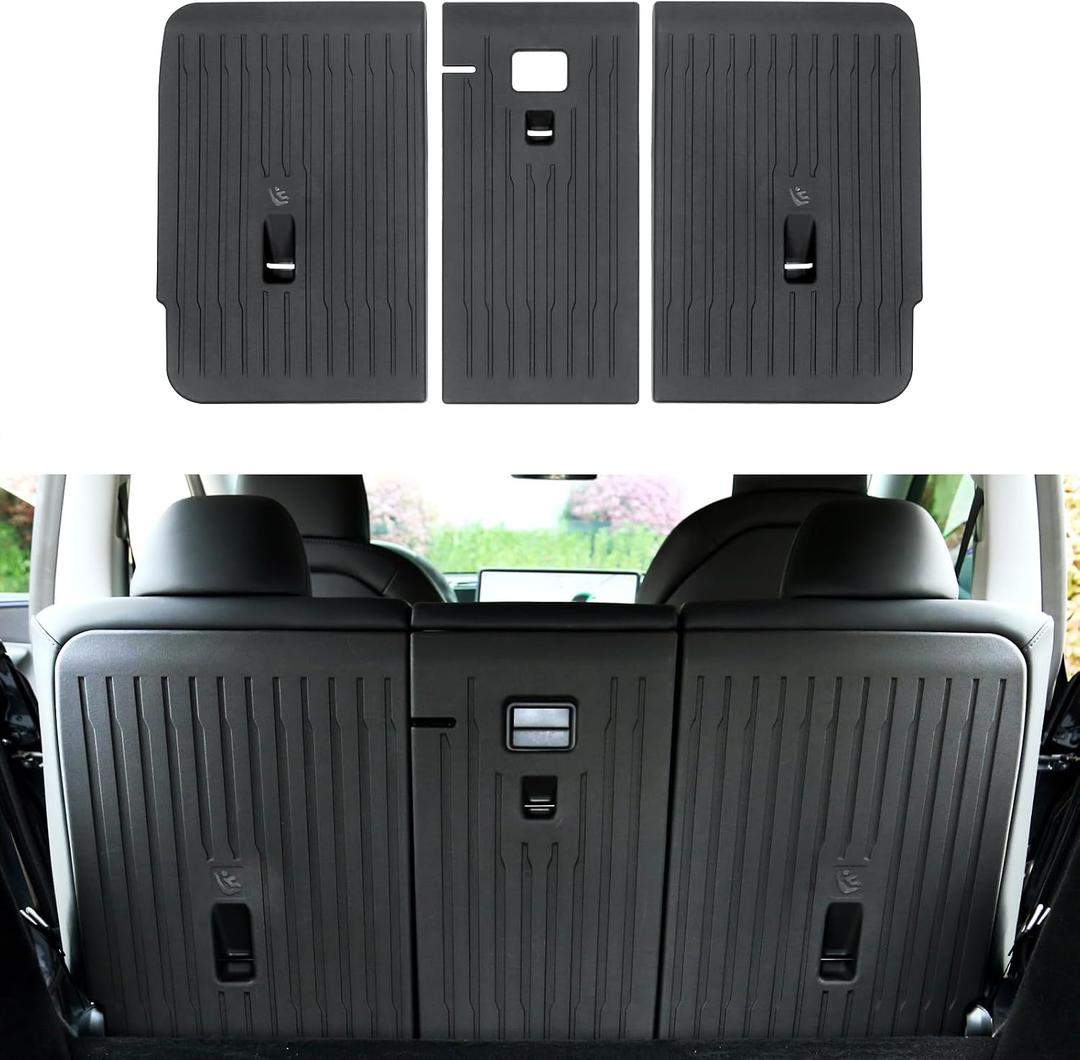 3PCS Cargo Liner Rear Seat Back Cover for 2026 Tesla Model Y Juniper 5-Seater, Injection Molded Seat Back Protector Mats, Waterproof Scratch Resistant Anti-Kick Backrest Covers for Trunk Cargo Area