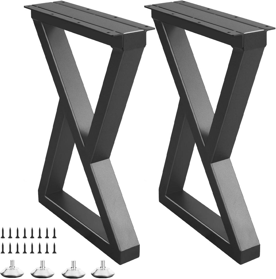 20 Inch Metal Coffee Table Legs for Desk, Benchs, Dining End & Side Table Legs - Heavy Duty- Thickened Material (H20 x W13, Z Shape) (Black)