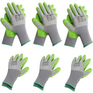 WORKPRO 6 Pairs Garden Gloves, Work Glove with Eco Latex Palm Coated, Gardening Gloves, Working Gloves for Weeding, Digging, Raking, and Pruning (Medium)