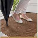 Color&Geometry Ultra Thin Indoor Door Mat 24"x36", Machine Washable Front Door Mat Non Slip, Low Profile Entrance Mat Indoor, Absorbent Carpet for Inside, Entry, Entryway, Classic Brown (FOLD)