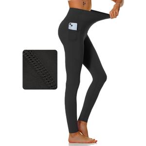 KOWBEAR Womens Yoga Leggings 4-Way Stretch High Waisted Tummy Control Pant with Pocket Workout Athletic Gym Casual Pants (XX-Large, Black)
