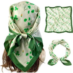 Pure Mulberry Silk Light weight Hair Scarf 27" Neckerchief Printed Women's Head Scarf Wraps With Gift Packed (65*65CM)