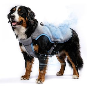 Mora Pets Cooling Vest for Dogs with Ice Pack Evaporation Cooling Fully Adjustable Dog Harness Fit Small Medium Large Dogs Light Blue XXL