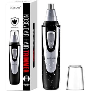 Ear and Nose Hair Trimmer Clipper - 2025 Professional Painless Eyebrow & Facial Hair Trimmer for Men Women, Battery-Operated Trimmer with IPX7 Waterproof, Dual Edge Blades for Easy Cleansing Black