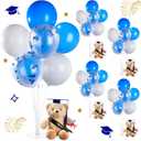 Leinuosen 4 Set Class of 2025 Graduation Bears 9 Inch and Balloon Stand Kit Grad Party Decorations Graduation Stuffed Bears with Diploma Cap Tassel Grad Party Table Centerpieces Decor(Blue)