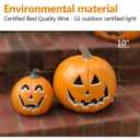 9" Jack-o'-Lantern - Halloween Light Up Pumpkin Lantern with ETL Certified Cord and 2 Safety Fuse - Indoor Outdoor JackoLantern Decoration for Halloween Party Home Décor - Round Lightened Pumpkin
