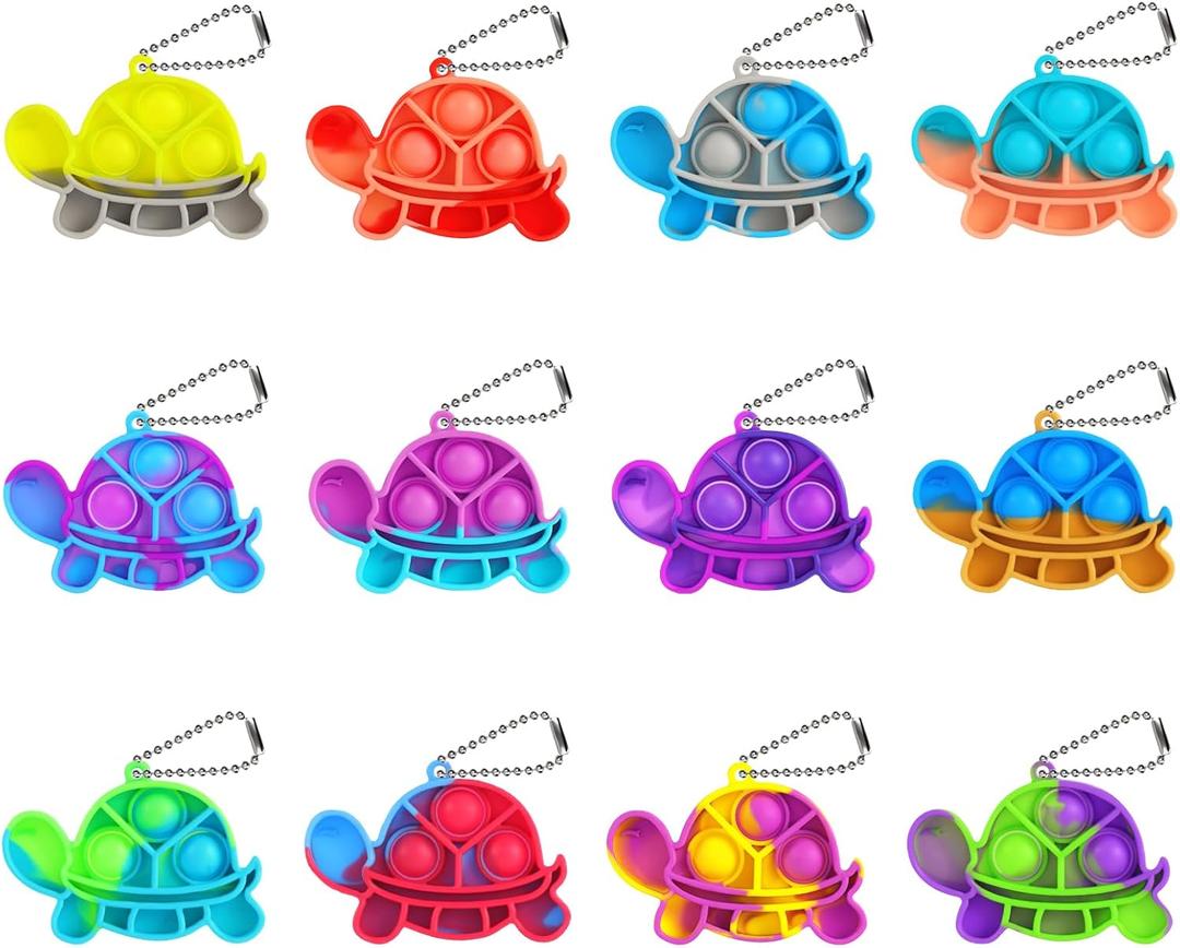 12PCS Pop Fidget Toys Bulk Its Party Favors for Kids Mini Pop Keychain It Fidgets for Classroom Prizes Goodie Bag Stuffers
