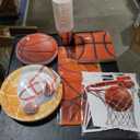 Gatherfun Basketball Party Supplies Kit for 24 - Basketball Party Decorations with Dinner & Dessert Plates, Napkins, Cups, Banner & Tablecloth - for Basketball Birthday & Sports Party Decorations