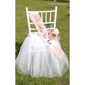 UNIQOOO Chair Tulle Tutu Decoration for Bridal Shower | Birthday Party, Veil Fluffy Look in White Color - Great for Wedding, Baby Shower  Party Accessory Supplies, 20 x 20 - Fit Standard Chair
