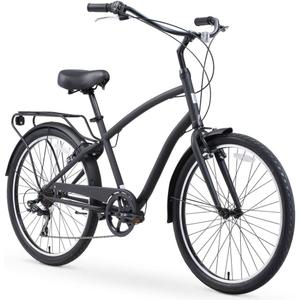 sixthreezero EVRYjourney Men's Steel Beach Cruiser Bike, Hybrid Bicycle with Rear Rack and Fenders, 26-Inch Wheels