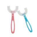 2 PCS U-Shaped Kids Toothbrush, Soft Manual Training Toothbrush for Kids 6-12 Years (Pink +Blue)