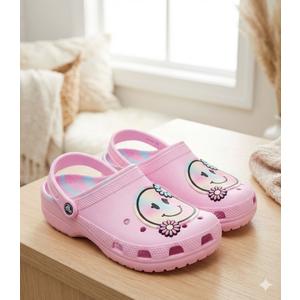 Smiley Face Size 11 Pink Children's Clogs Slip-on Slides Non-Slip Beach