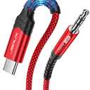 JSAUX USB C to 3.5mm Audio Aux Jack Cable[6.6ft], USB Type C to 3.5mm Headphone Stereo Cord Car Compatible with iPhone 16 Pro Max/15 Pro Max Plus, iPad Pro, Samsung Galaxy S24 S23 Ultra, Pixel-Red