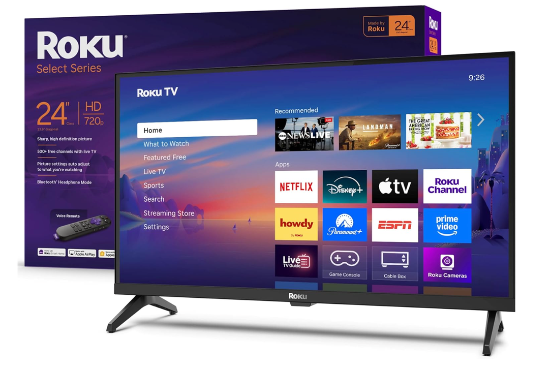 Roku Smart TV – 24-Inch Select Series, 720p HD TV – Roku TV with Voice Remote – Flat Screen LED Television with Wi-Fi for Streaming Live Local News, Sports, Family Entertainment