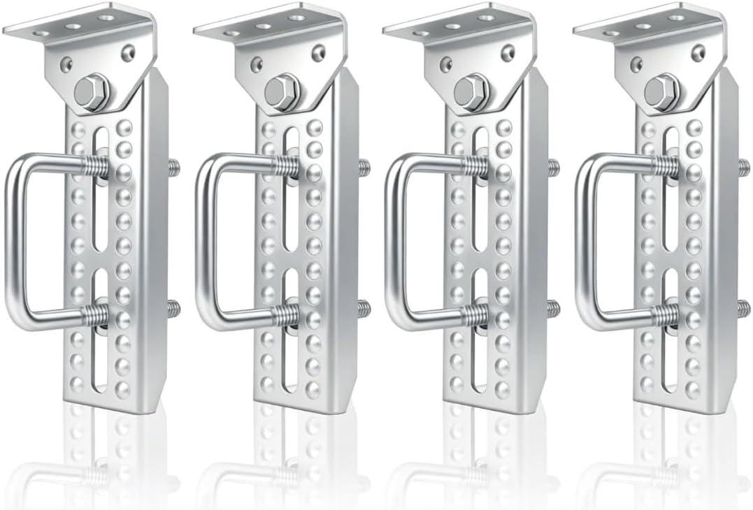 4 Pack 8 Inch Boat Trailer Bunk Brackets, Heavy Duty Galvanized Swivel Top Bunk Bracket Kit for 1.5" x 3", 2" x 3", 3" x 3" Boat Trailer Crossmember Parts, Silver
