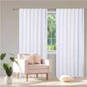 Bedding Craft White Cotton Farmhouse Tab Top Curtains Set of 2, 96" Long x 50" Wide, White 2 Panel Drapes Curtains