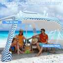 Beach Cabana, 6.5'×6.5' Cool Cabana, UPF50+ Beach Canopy, Adjustable Height Beach Tent Sun Shelter, Sun Umbrella with Removable Side Wall, Beach Shade for Beach, Garden, Camping(Wave Pattern)